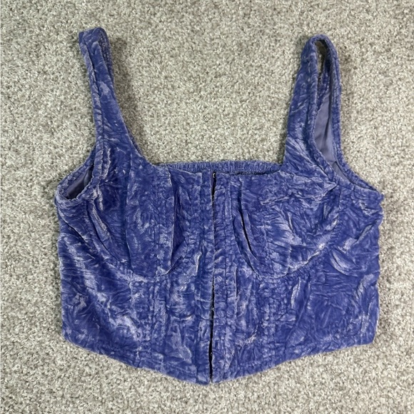 Women’s Like new! periwinkle Wild Fable Crushed Velvet Corset Crop Top – XS - Picture 2 of 4